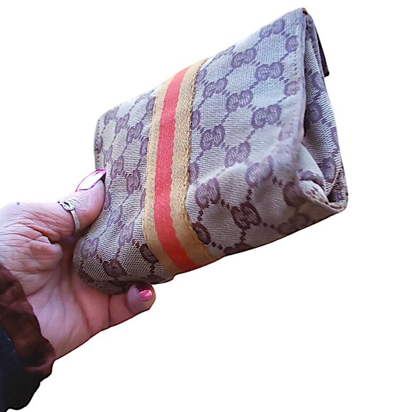 GUCCI Vintage Canvas GG Sherry line Clutch EUC - Picture 8 of 9